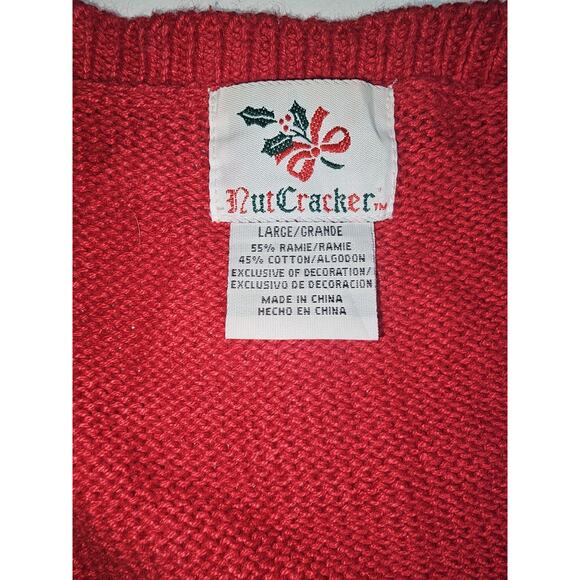 Ugly Christmas SWEATER VEST Holiday Women's Size Large Red VTG Nut Cracker - Picture 3 of 9